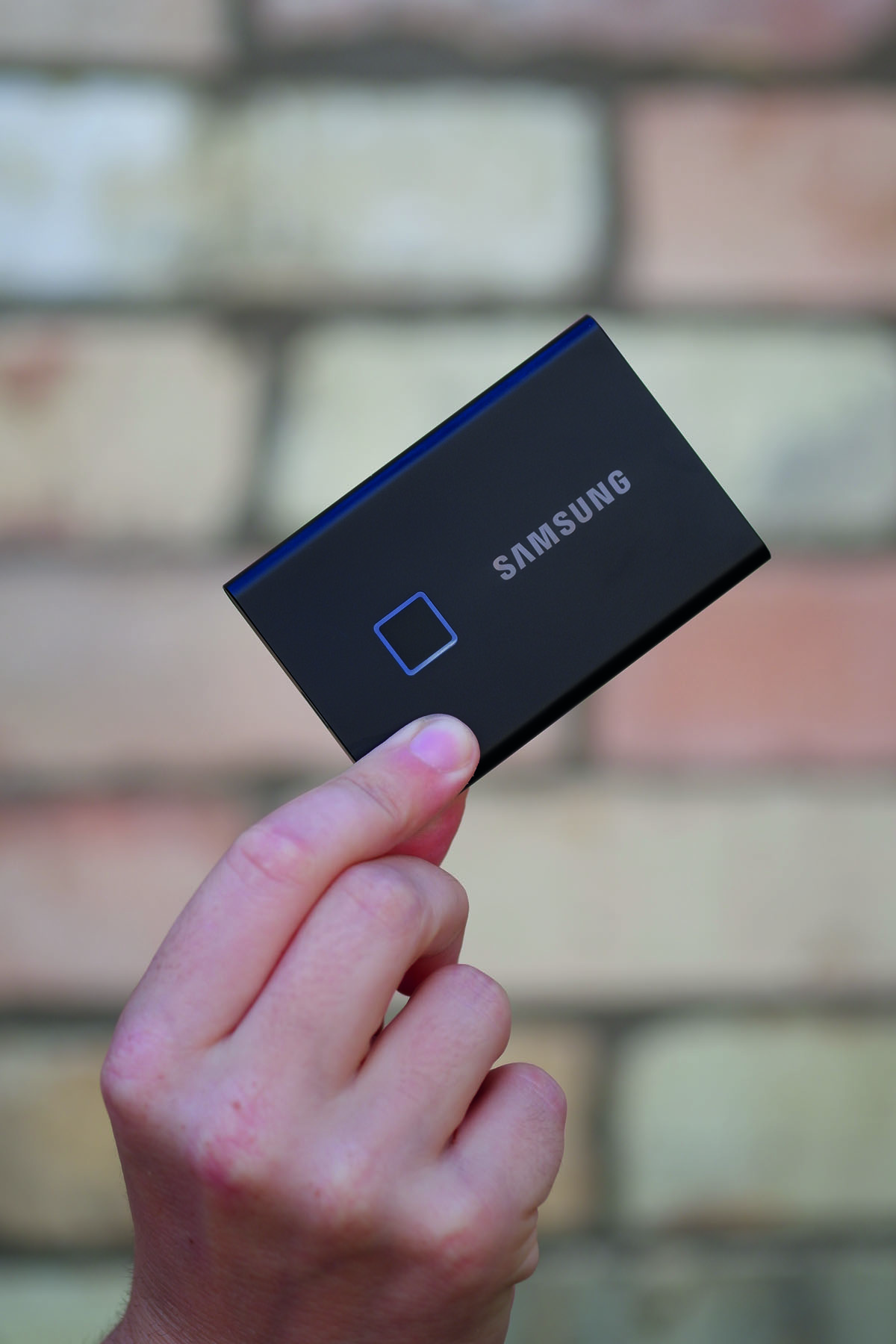 Samsung Portable SSD T7 Touch in man's hand