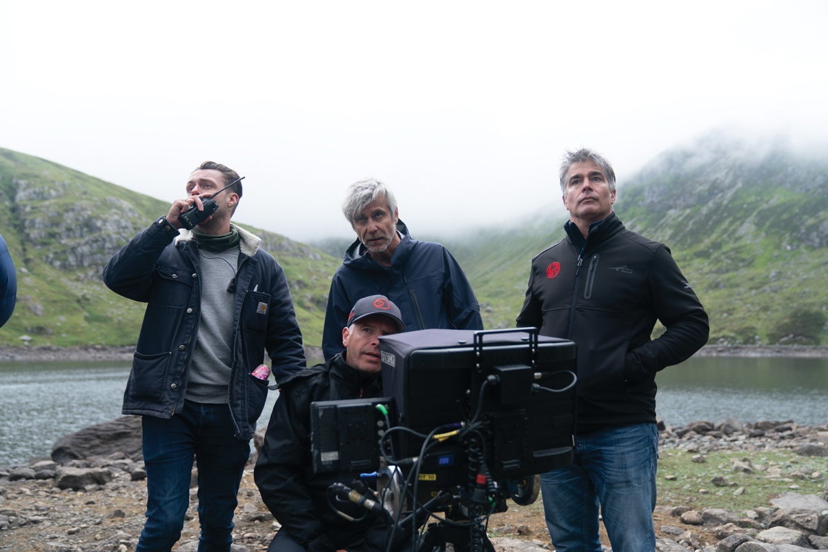 Cernjul (top middle) and his crack production team spent much time out on location in the beautiful, but cold, north Wales countryside