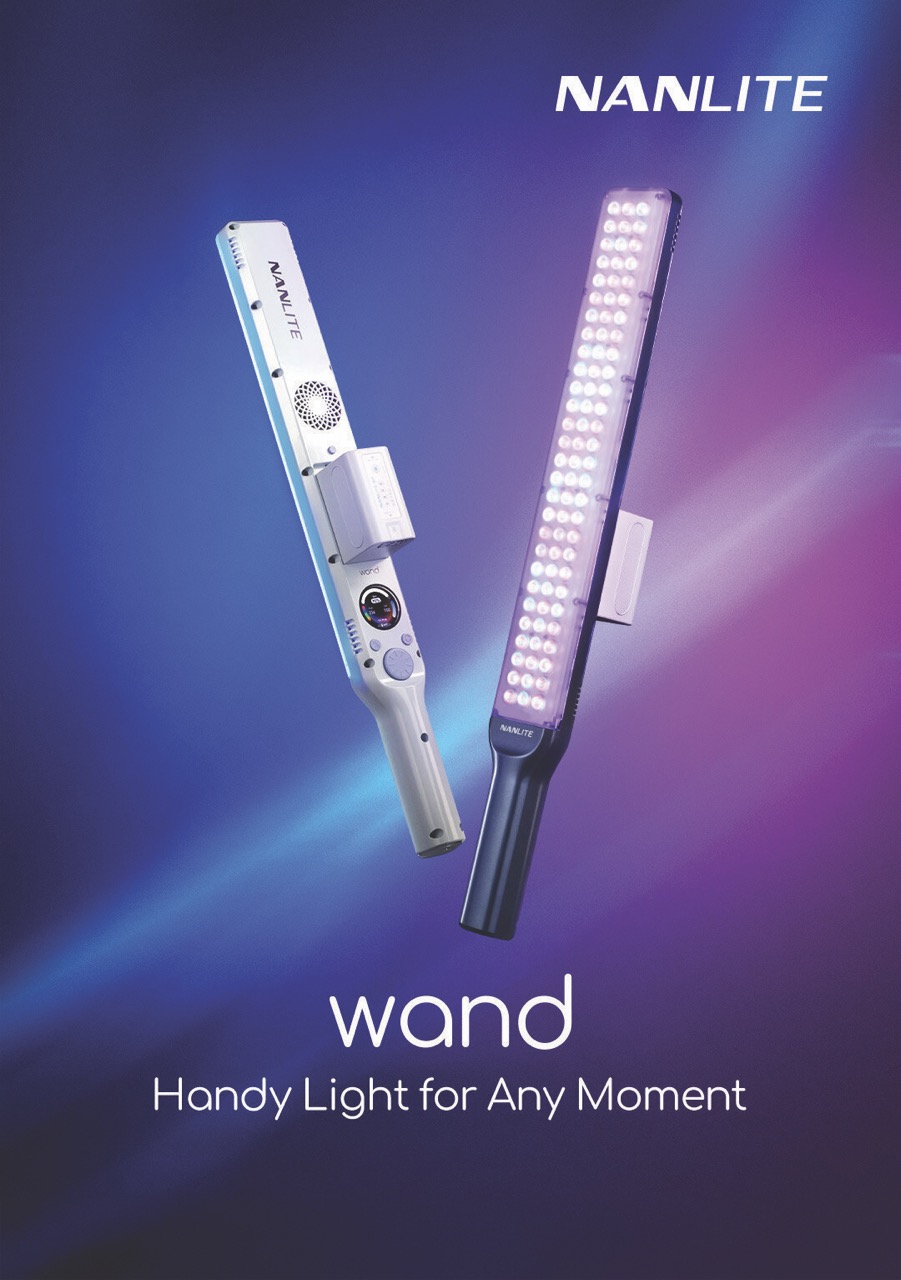 An advertisement for a wand light from Nanlite