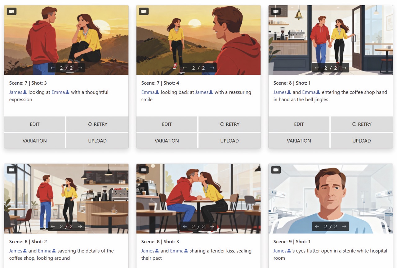 A screenshot of a programme for creating storyboards