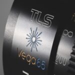 Close-up on the branding on a lens from TLS