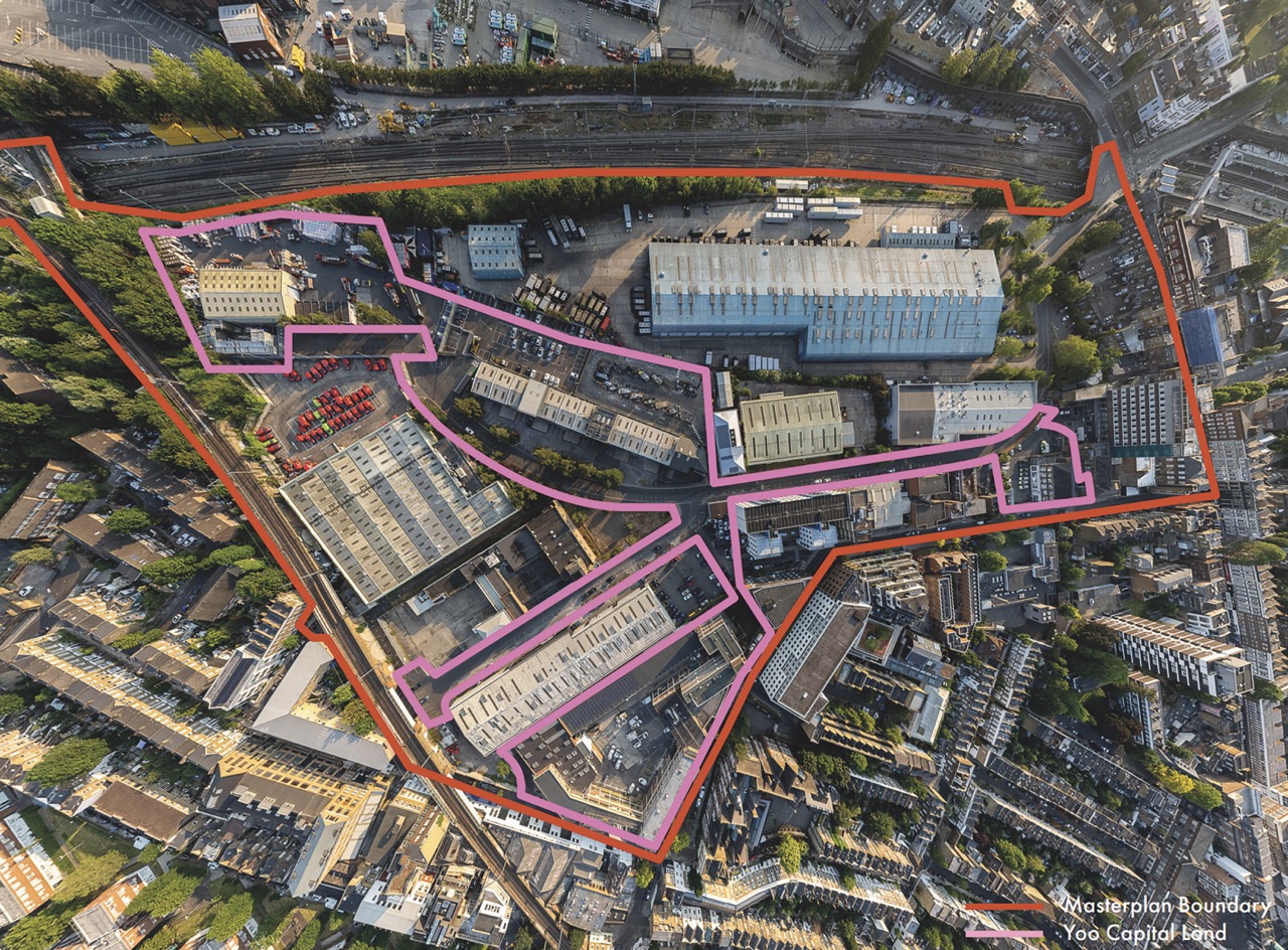 A new Camden Film Quarter is in the planning permission stages Aerial view of a film complex bordered with pink and red lines
