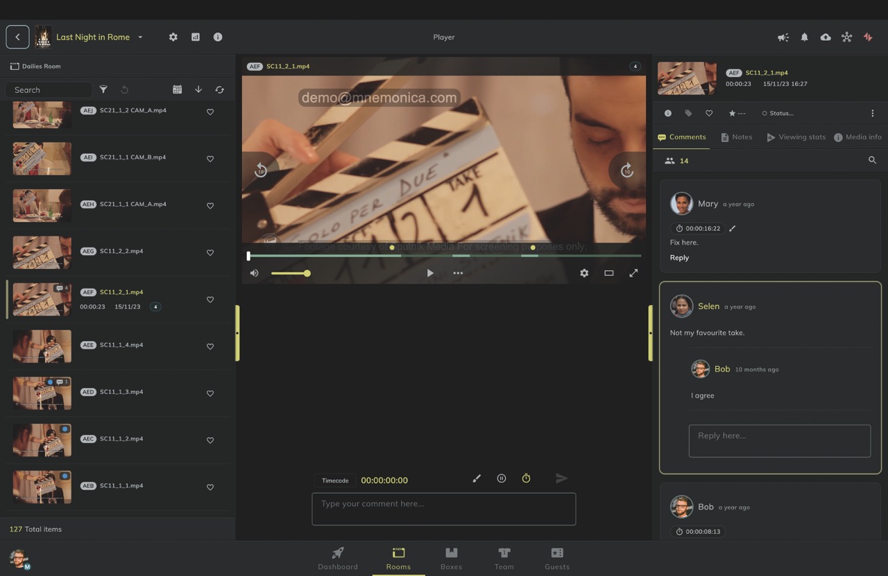 A screenshot of Mnemonica software used for editing video