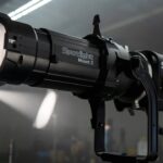 A professional light by Aputure with a strong white beam